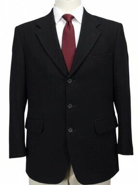 Oscar de la Renta Men’s Black Wool Cashmere Blazer 42R Classic Fit USA